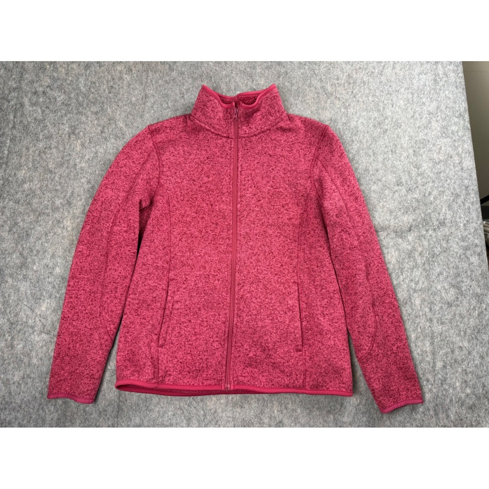Swiss Tech Fleece Jacket Women Large 12-14 Pink Marl Sherpa Lined Full Zip
